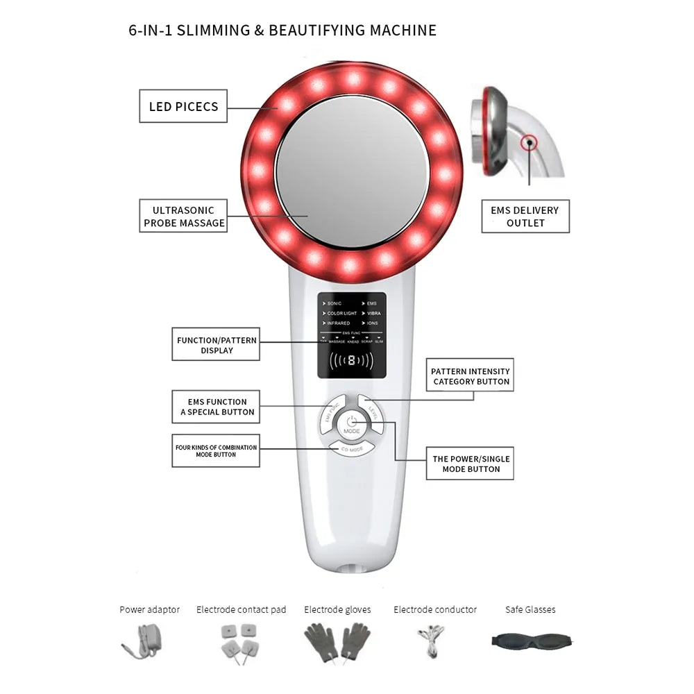 6-in-1 EMS Ultrasonic Face & Body Massager | Tighten, Tone & Rejuvenate