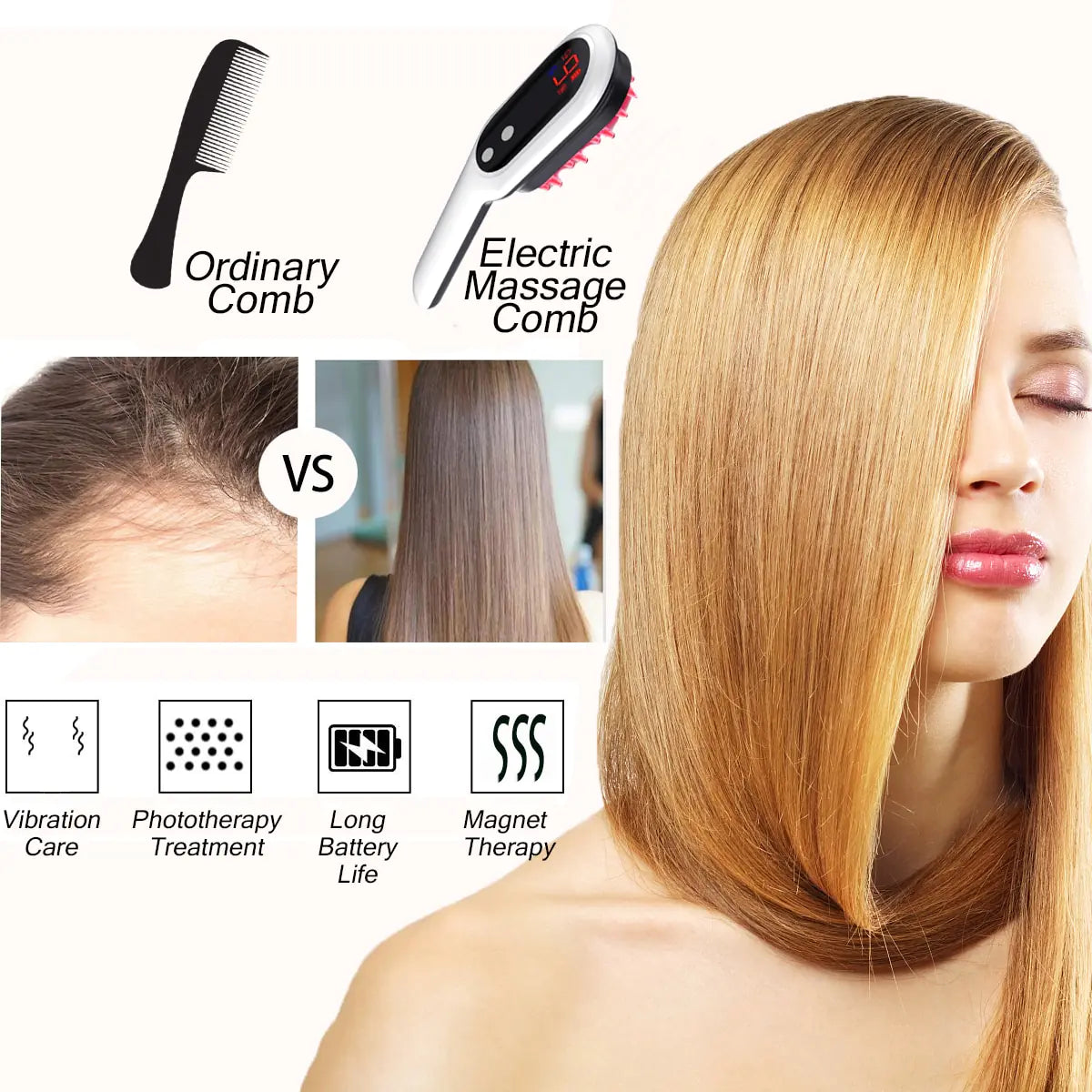 Infrared Electric Hair Growth Comb | Scalp Therapy & Hair Regeneration