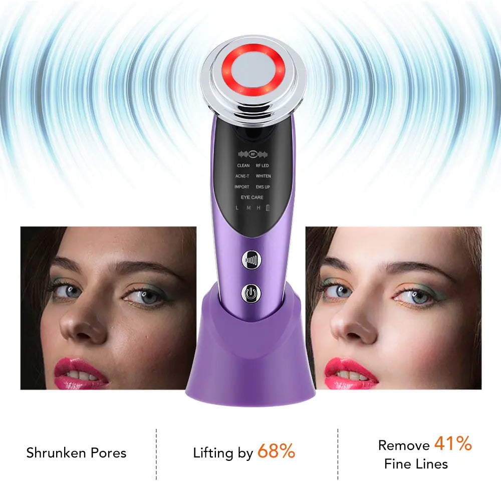 Professional 7-in-1 RF LED Facial Massager | EMS Lifting & Anti-Aging Therapy