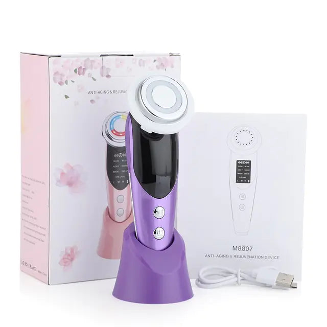 Professional 7-in-1 RF LED Facial Massager | EMS Lifting & Anti-Aging Therapy